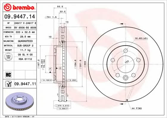 Breco BS 8506 Диск гальмівний передній вентильований BS8506: Приваблива ціна - Купити в Україні на EXIST.UA!