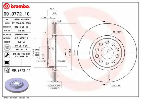 Breco BS 8585 Диск гальмівний передній вентильований BS8585: Купити в Україні - Добра ціна на EXIST.UA!