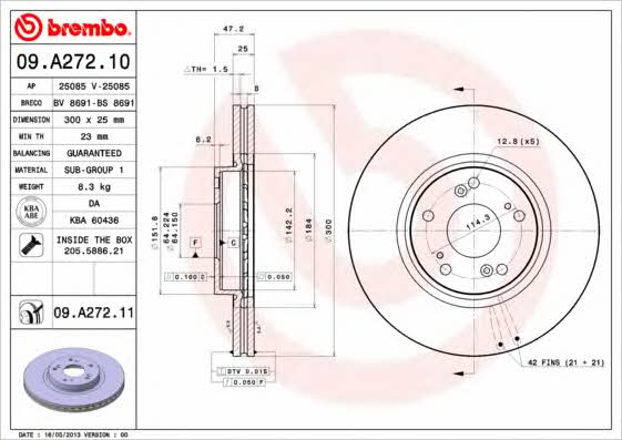 Breco BS 8691 Диск гальмівний передній вентильований BS8691: Купити в Україні - Добра ціна на EXIST.UA!