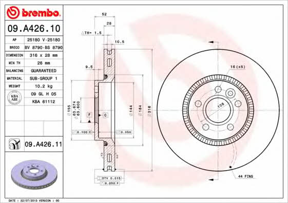 Breco BS 8790 Диск гальмівний передній вентильований BS8790: Купити в Україні - Добра ціна на EXIST.UA!