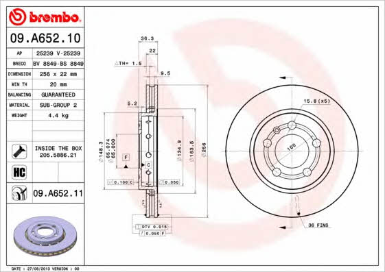 Breco BS 8849 Диск гальмівний задній вентильований BS8849: Купити в Україні - Добра ціна на EXIST.UA!