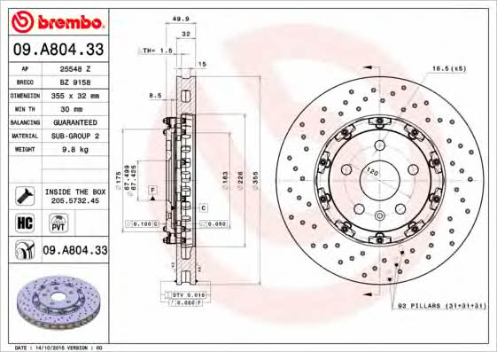 Breco BZ 9158 Диск гальмівний передній вентильований BZ9158: Купити в Україні - Добра ціна на EXIST.UA!