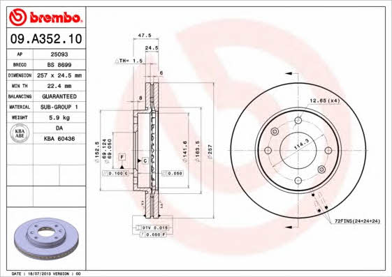 Купити Brembo 09A35210 – суперціна на EXIST.UA!