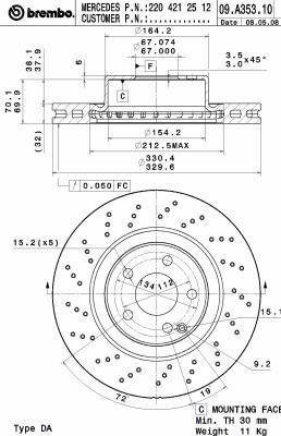 Купить Brembo 09A35311 – отличная цена на EXIST.UA!