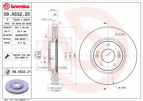 Купити Brembo 09A53220 – суперціна на EXIST.UA!