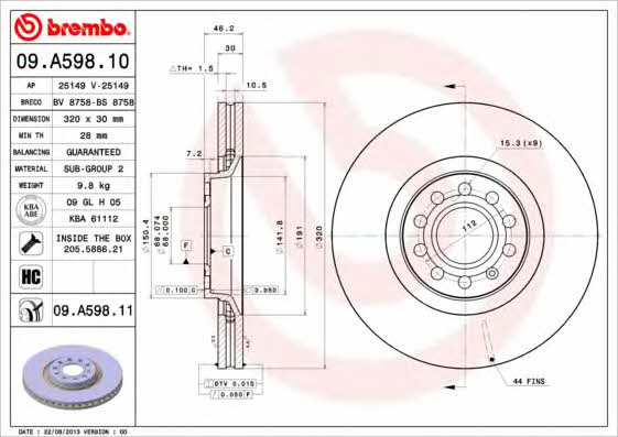 Купити Brembo 09A59811 – суперціна на EXIST.UA!