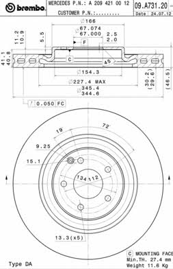 Купить Brembo 09A73121 – отличная цена на EXIST.UA!