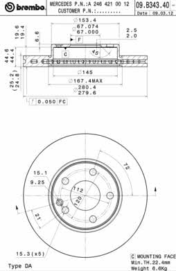 Купить Brembo 09B34341 – отличная цена на EXIST.UA!