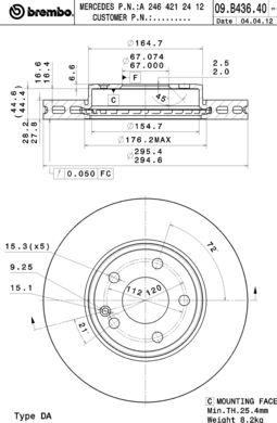 Купить Brembo 09B43641 – отличная цена на EXIST.UA!