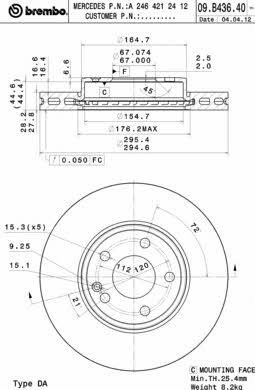 Brembo Тормозной диск вентилируемый, 1 шт. – цена 2646 UAH