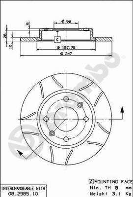 Тормозной диск невентилируемый Brembo 08.2985.75