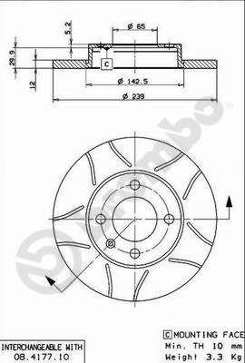 Тормозной диск невентилируемый Brembo 08.4177.75