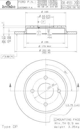 Купить Brembo 08493124 – отличная цена на EXIST.UA!