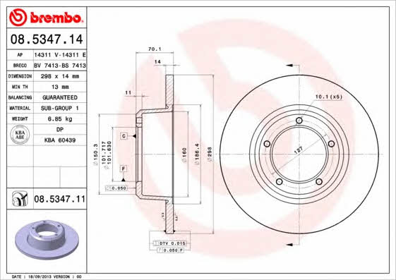 Тормозной диск передний невентилируемый Brembo 08.5347.11