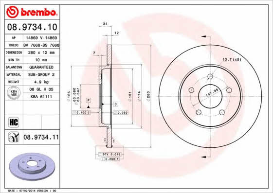 Купить Brembo 08973411 – отличная цена на EXIST.UA!