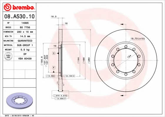 Купить Brembo 08A53010 – отличная цена на EXIST.UA!