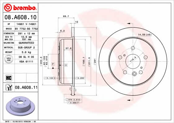 Купити Brembo 08A60810 – суперціна на EXIST.UA!