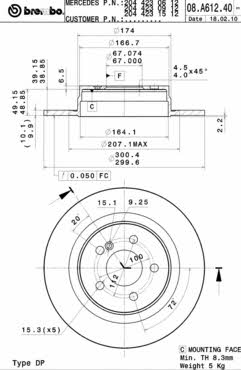 Brembo 08.A612.40 Диск гальмівний задній невентильований 08A61240: Купити в Україні - Добра ціна на EXIST.UA!