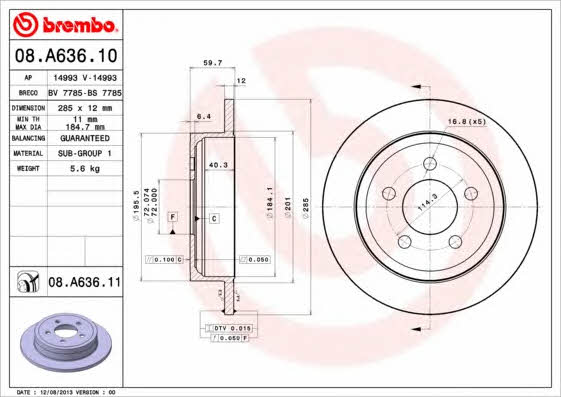Купить Brembo 08A63610 – отличная цена на EXIST.UA!