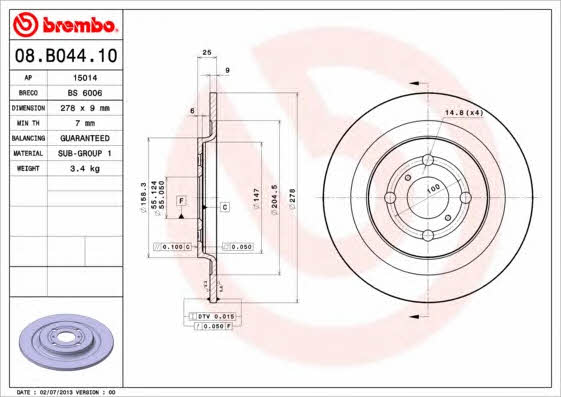 Купити Brembo 08B04410 – суперціна на EXIST.UA!