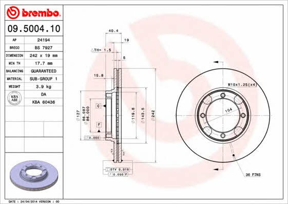 Купити Brembo 09500410 – суперціна на EXIST.UA!