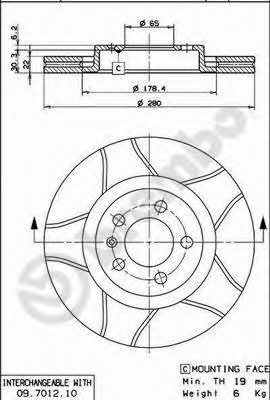 Brembo Диск гальмівний вентильований, 1 шт. – ціна 2991 UAH