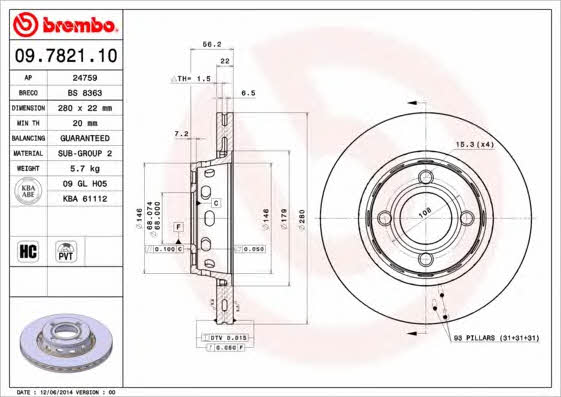 Купить Brembo 09782110 – отличная цена на EXIST.UA!