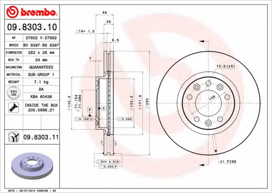 Купить Brembo 09830310 – отличная цена на EXIST.UA!