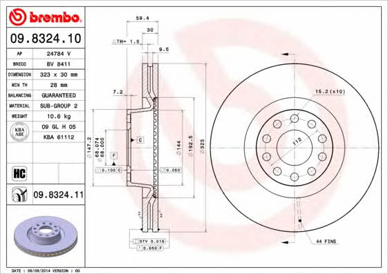 Купити Brembo 09832411 – суперціна на EXIST.UA!