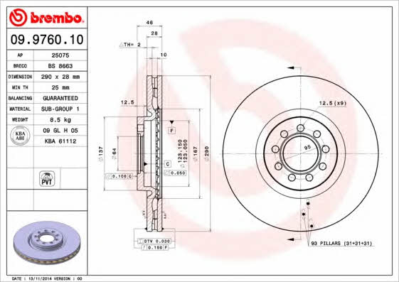 Купить Brembo 09976010 – отличная цена на EXIST.UA!