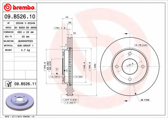 Купить Brembo 09B52610 – отличная цена на EXIST.UA!