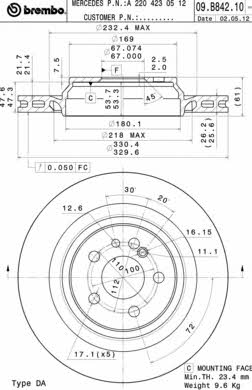 Купить Brembo 09B84211 – отличная цена на EXIST.UA!