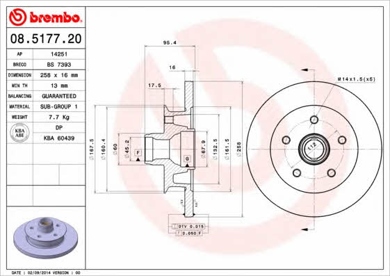Тормозной диск передний невентилируемый Brembo 08.5177.20