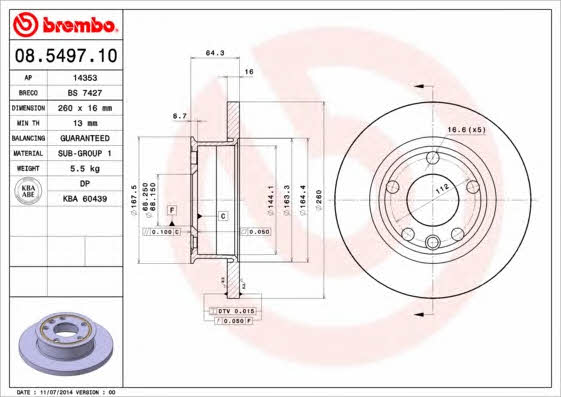 Купить Brembo 08549710 – отличная цена на EXIST.UA!
