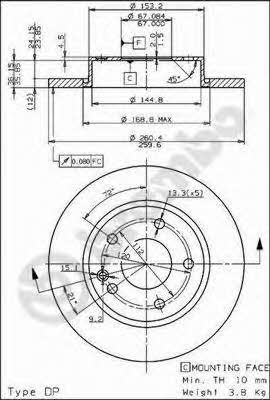 Тормозной диск передний невентилируемый Brembo 08.7358.11