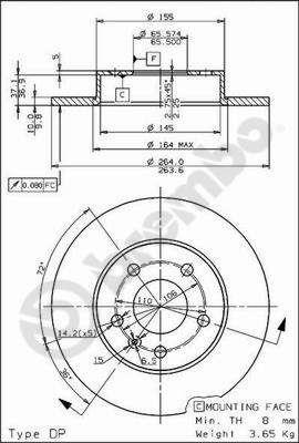 Тормозной диск невентилируемый Brembo 08.7627.75