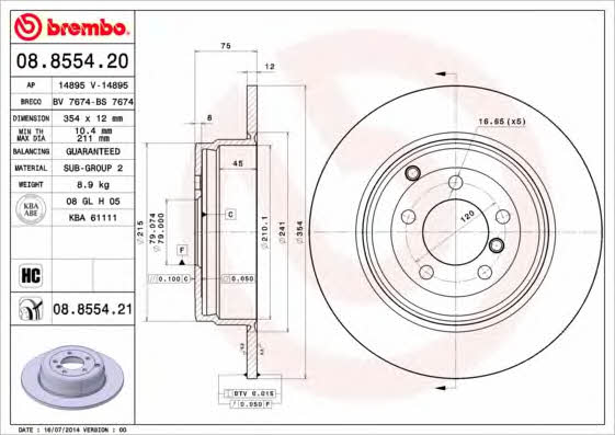 Купить Brembo 08855421 – отличная цена на EXIST.UA!