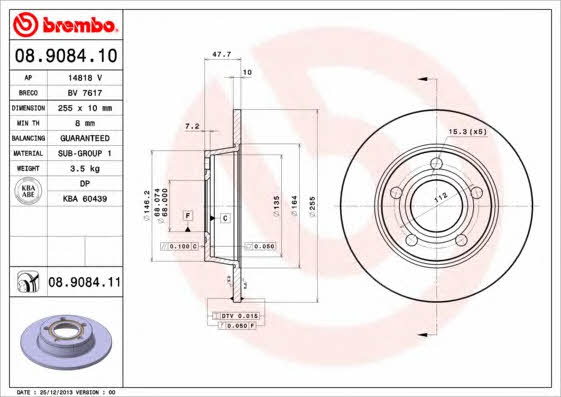 Brembo Тормозной диск задний невентилируемый – цена 1647 UAH