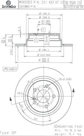 Тормозной диск задний невентилируемый Brembo 08.9584.11