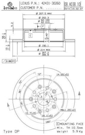 Купить Brembo 08A03811 – отличная цена на EXIST.UA!