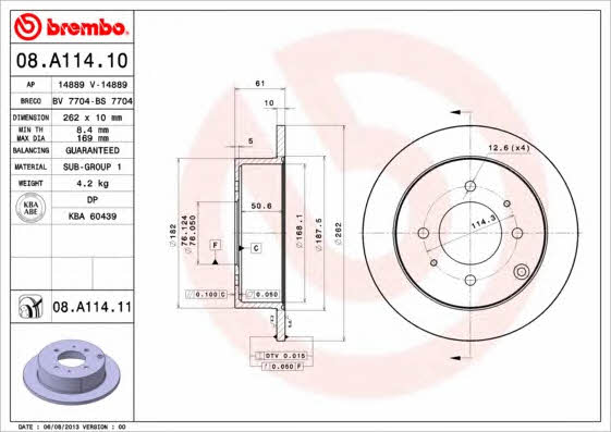 Купить Brembo 08A11411 – отличная цена на EXIST.UA!