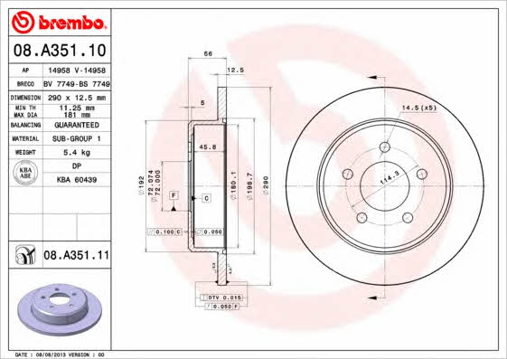 Купити Brembo 08A35111 – суперціна на EXIST.UA!