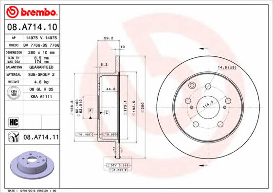 Купити Brembo 08A71411 – суперціна на EXIST.UA!