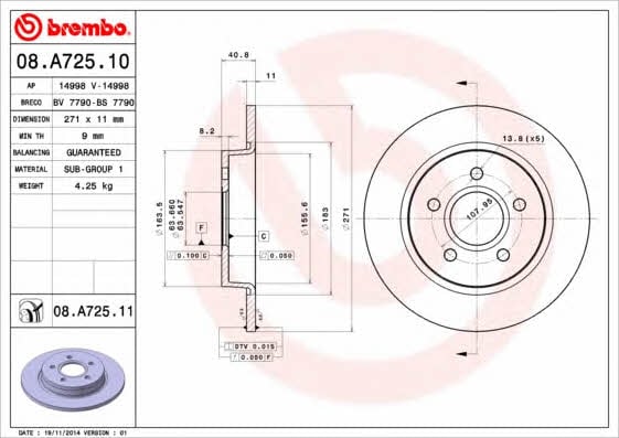 Купить Brembo 08A72510 – отличная цена на EXIST.UA!