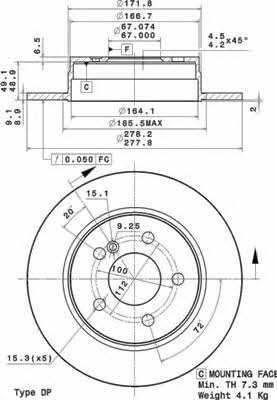 Тормозной диск задний невентилируемый Brembo 08.A737.11