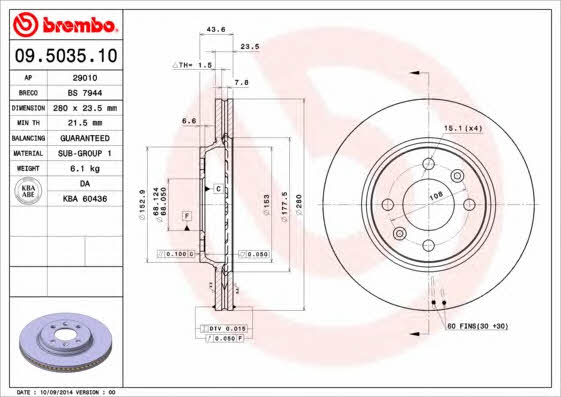Купити Brembo 09503510 – суперціна на EXIST.UA!