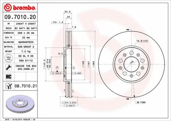 Купить Brembo 09701021 – отличная цена на EXIST.UA!