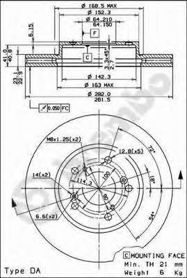 Brembo Тормозной диск вентилируемый, 1 шт. – цена 2151 UAH