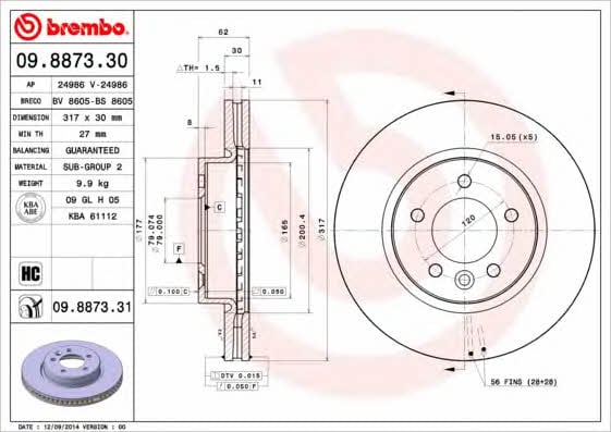 Brembo Тормозной диск передний вентилируемый – цена 4197 UAH