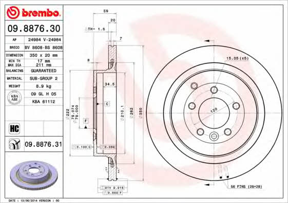 Brembo Тормозной диск задний вентилируемый – цена 3063 UAH